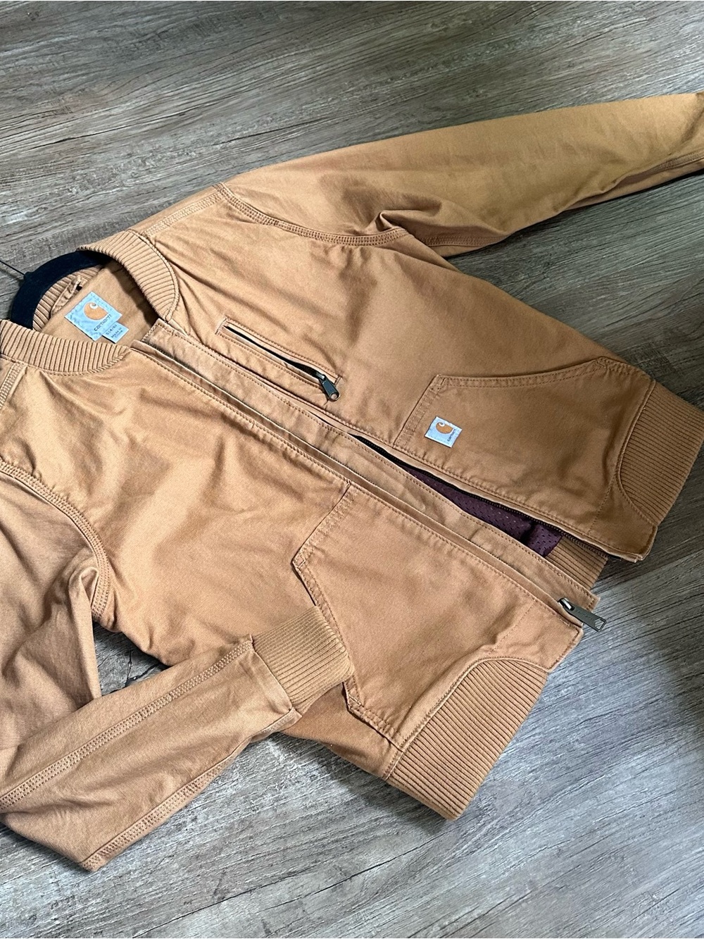 Women’s Small Carhartt Crawford Tan Workwear Bomber Jacket rugged flex fit - Picture 3 of 7